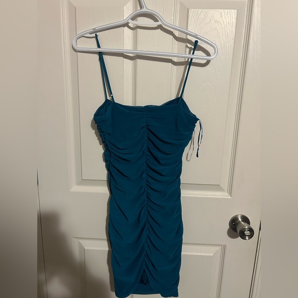 Garage Blue Ruched Mini Dress - Picture 4 of 6